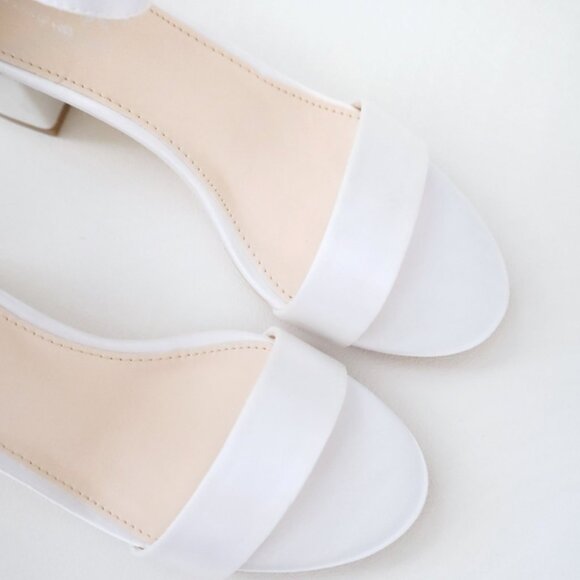 Satin Block Heel Sandals with Ankle Strap - Picture 1 of 2
